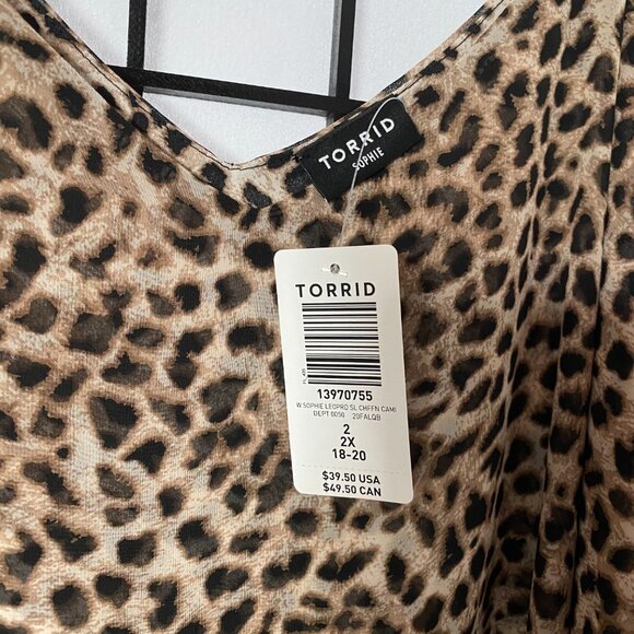 Torrid Chiffon Spaghetti Strap Leopard Flowy Top - Picture 9 of 9